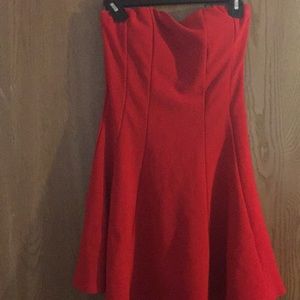 Strapless red dress